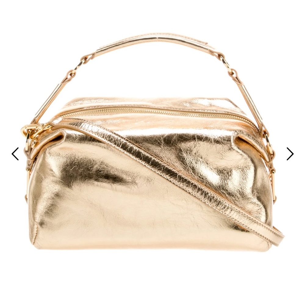 Sandro gold leather top handle